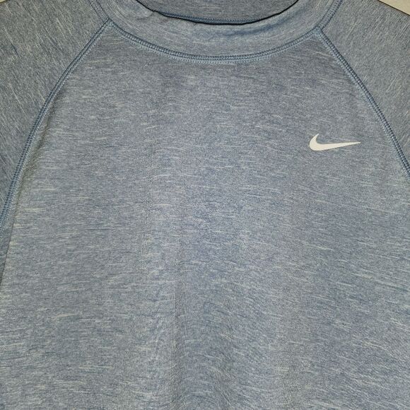 NWT Men's Nike Dri-Fit 'Dry' Long Sleeve T-Shirt Heather Lt Blue Medium - Picture 3 of 8